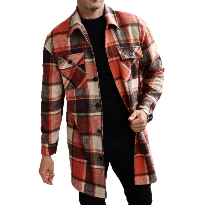Men's checked longline overshirt with patch chest pockets and button placket StylebySassy