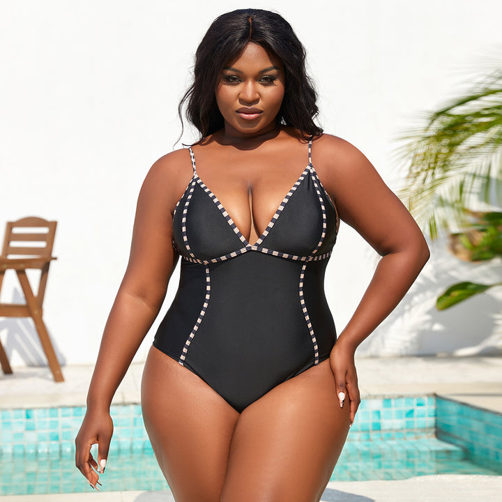 Women's One-Piece Swimsuit with Trendy Contrast Accents StylebySassy