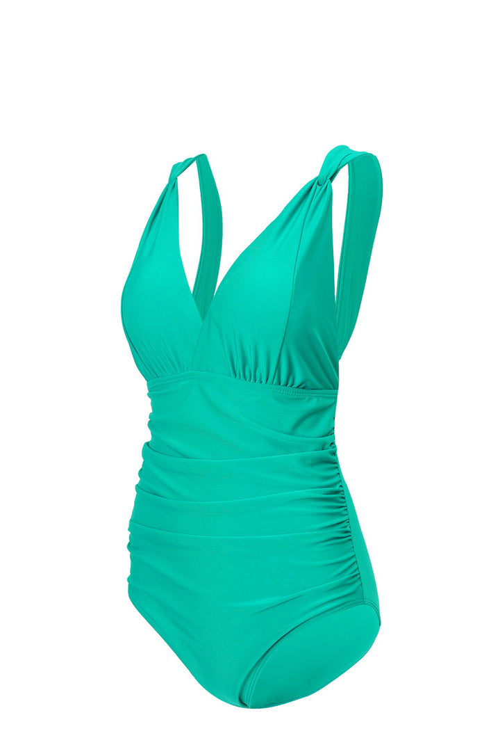 Ladies Elegant One-Piece Swimsuit with Wrap Look and Gathering StylebySassy