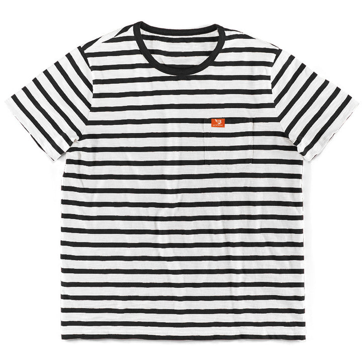 Men's nautical inspired striped T-shirt with chest pocket and slub jersey StylebySassy