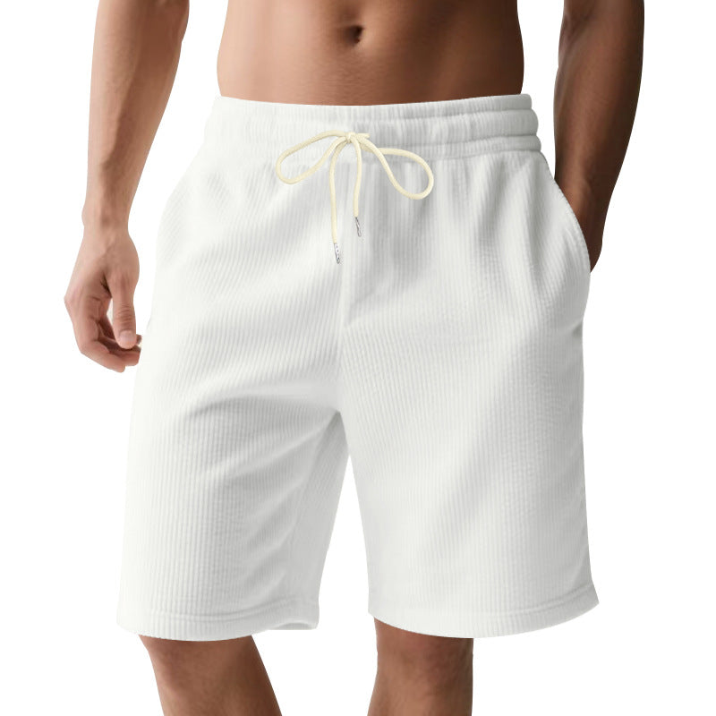 Men's knee-length Bermuda shorts with elastic waistband, drawstring, and side pockets StylebySassy