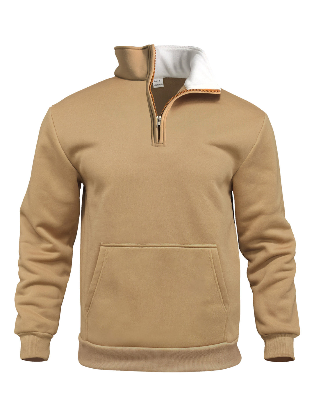 Men's comfort half-zip sweat with high fleece collar, kangaroo pocket and shape-stable ribbed hem StylebySassy