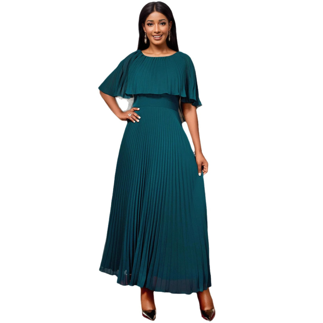 Women's Pleated Maxi Dress with Elegant Draping StylebySassy