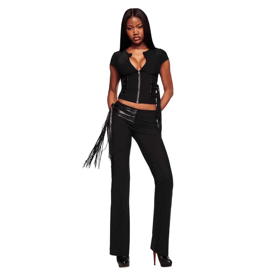 Women's Fashionable Flared Pants with Innovative Design StylebySassy
