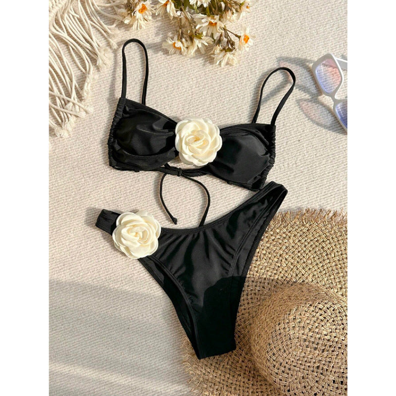 Women Bikini Set with elegant flower appliqué StylebySassy