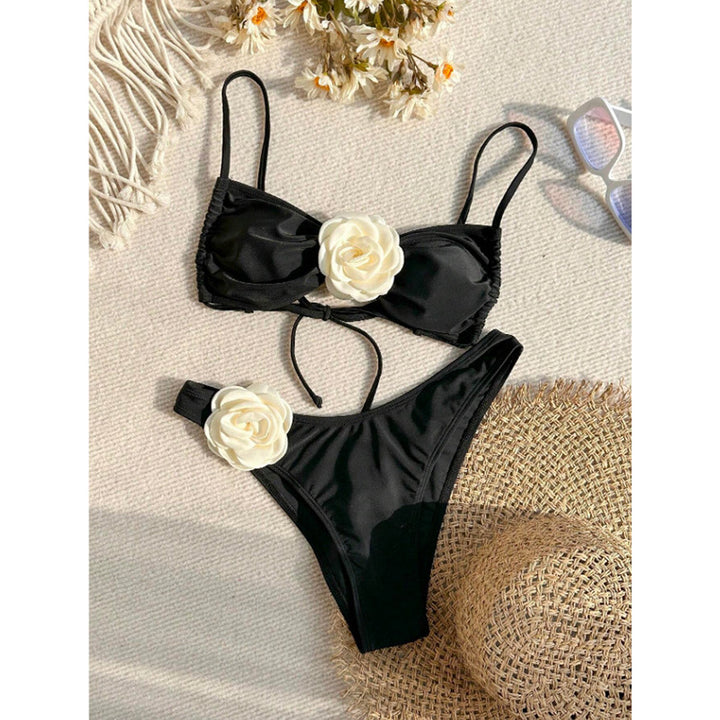 Women Bikini Set with elegant flower appliqué StylebySassy