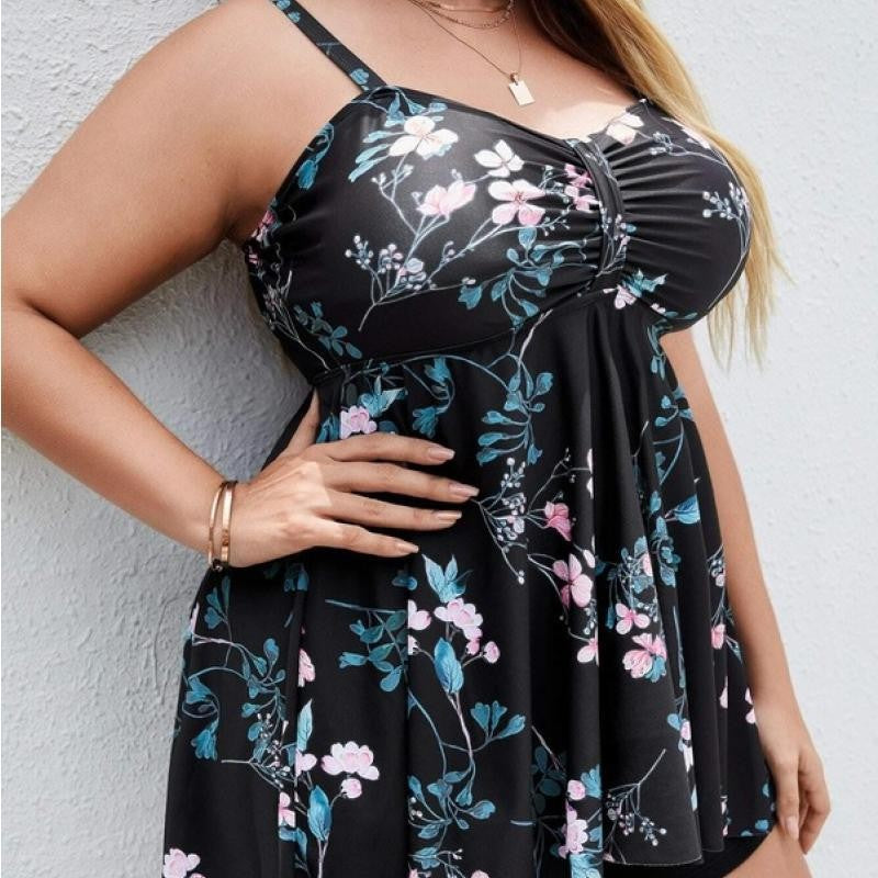 Ladies sporty tankini set with floral top and shorts StylebySassy
