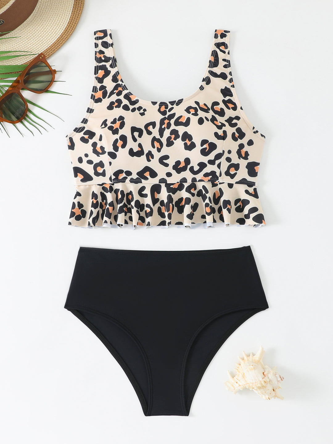 Women's Tankini Set with Fashionable Ruffle Design and High Cut StylebySassy