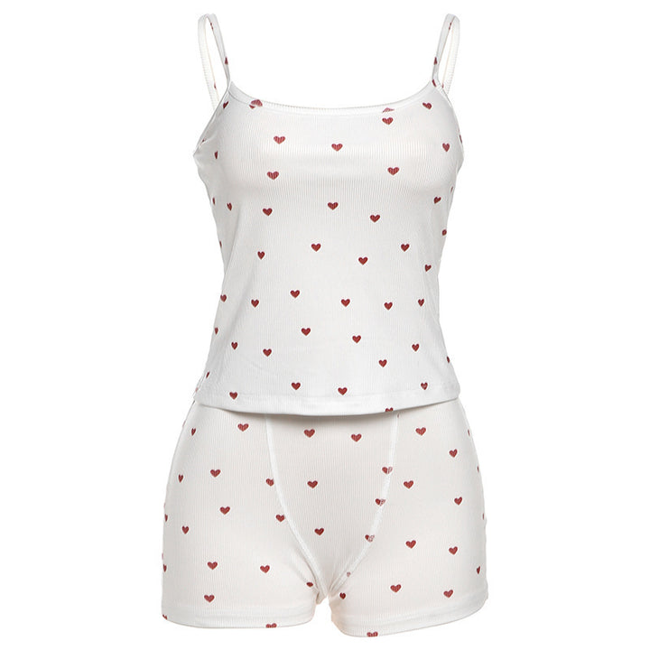 Women's Sleep Shorts Set with Cute Heart Pattern StylebySassy