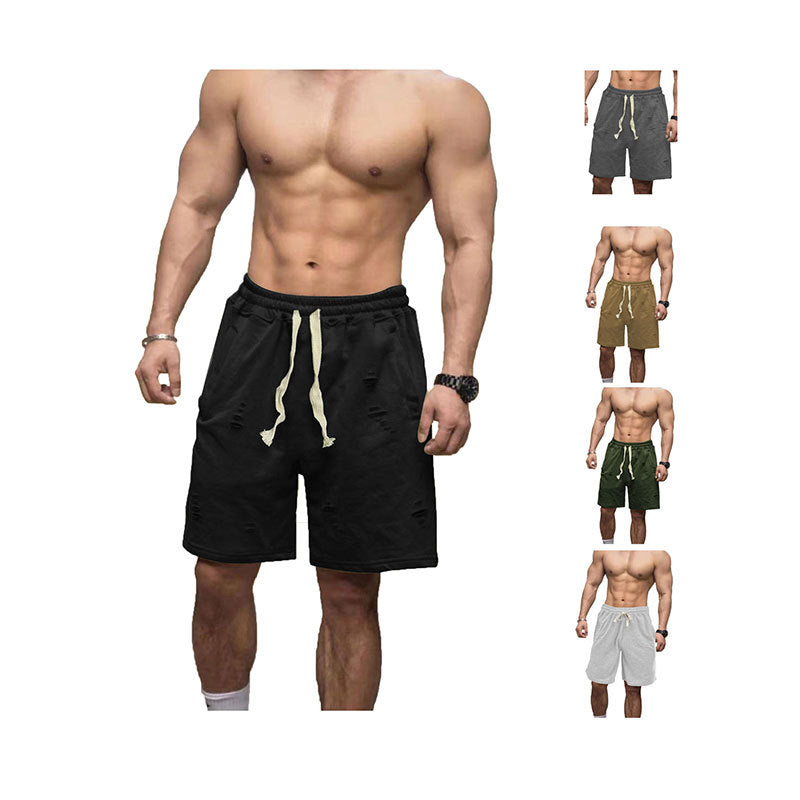 Men's casual sweat shorts with elastic drawstring waistband, side pockets, and used look StylebySassy