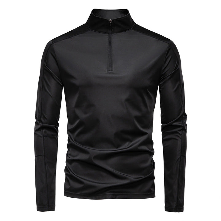 Men's functional long sleeve shirt with stand-up collar and half zipper StylebySassy
