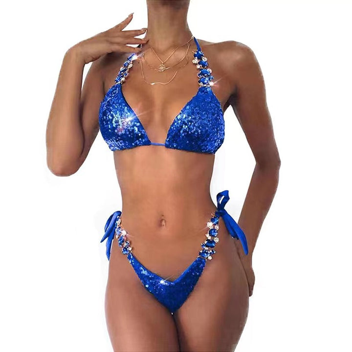 Women's Glittering Triangle Bikini with Fashionable Accents StylebySassy
