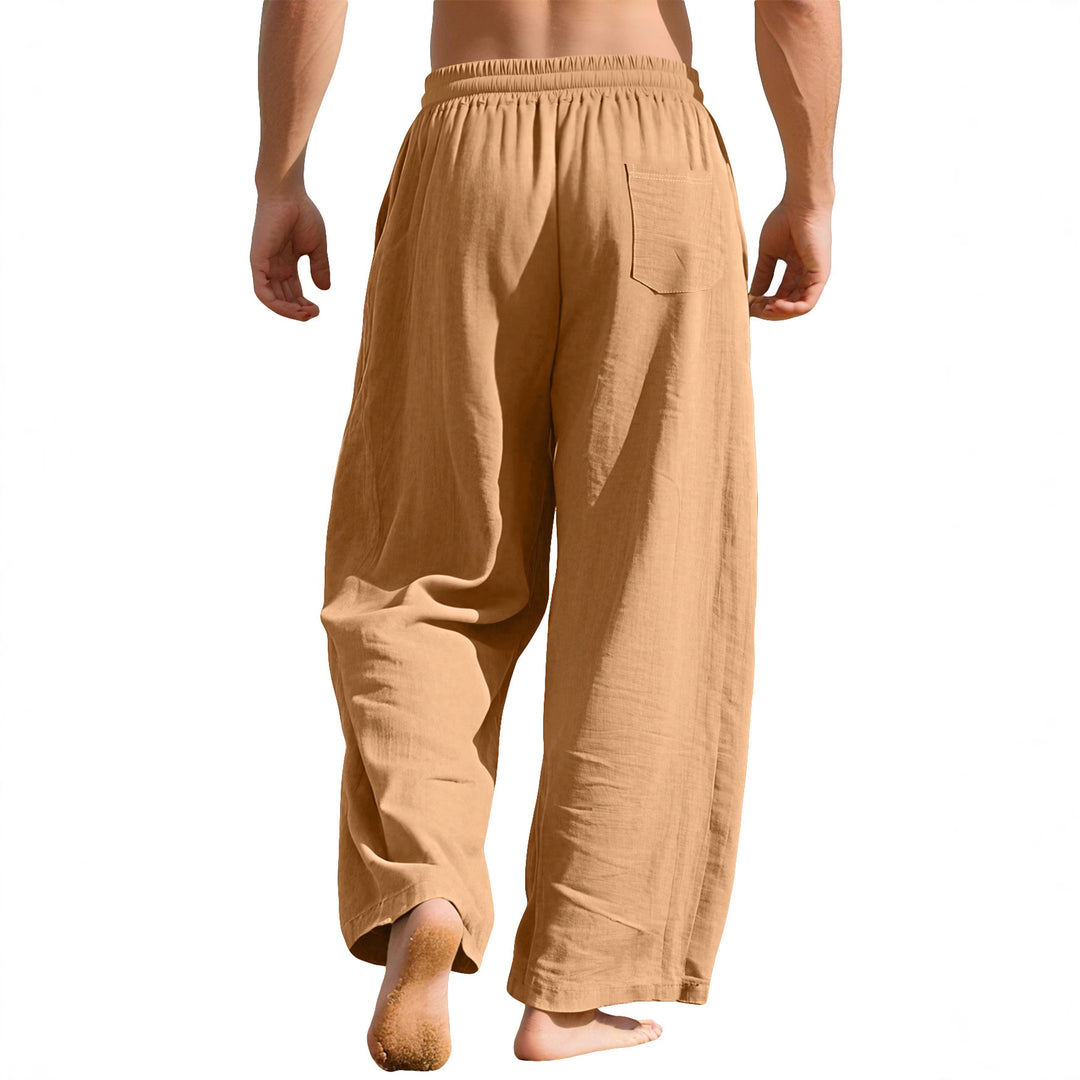 Men's lightweight linen lounge pants with elastic waistband and side pockets StylebySassy