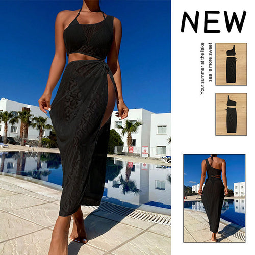Women's asymmetrical crop top with casual midi skirt StylebySassy