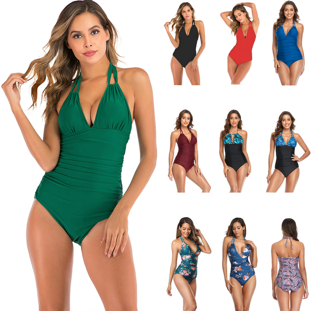 Women's one-piece swimsuit with shaping design and V-neck StylebySassy