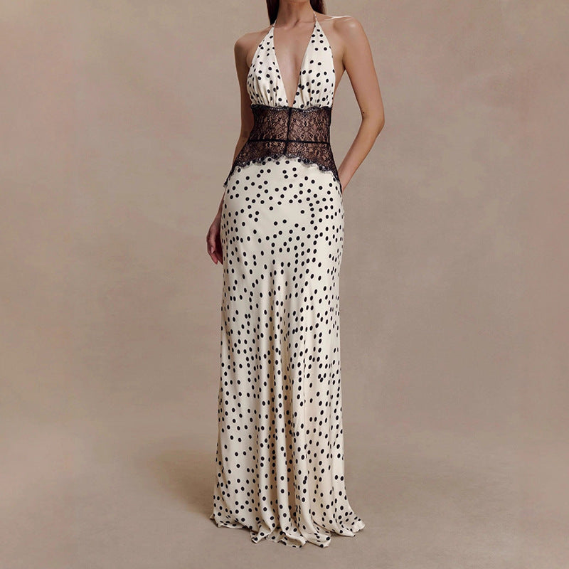 Women Elegant Evening Dress with Lace Insert StylebySassy