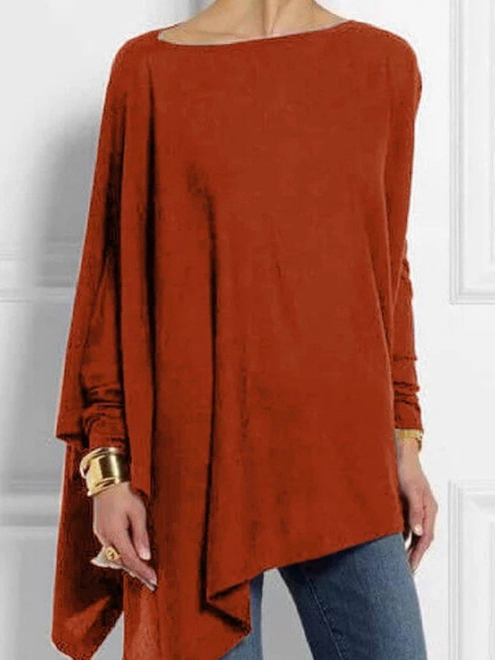 Women's draped oversized tunic with asymmetrical hem and wide batwing sleeves StylebySassy