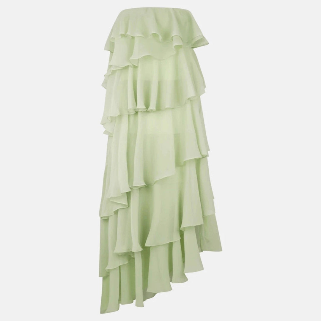Women Long Ruffle Summer Dress with Gathered Details StylebySassy