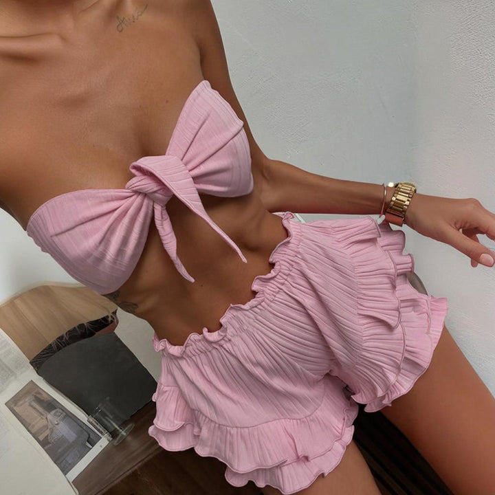 Women's bustier swimsuit with voluminous ruffle cut StylebySassy