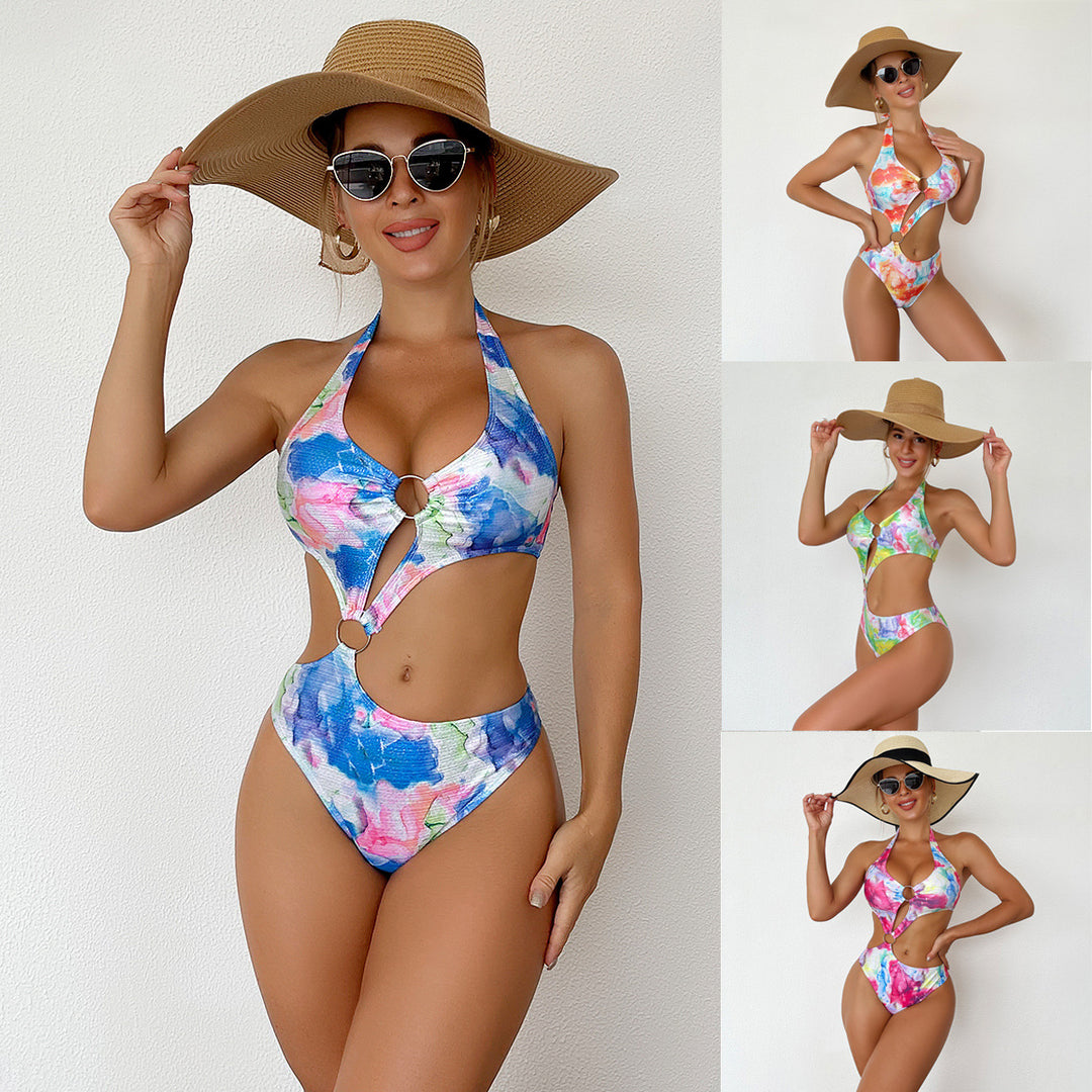 Women One-Piece Swimsuit with Chic Cut-Out and Colorful Design StylebySassy