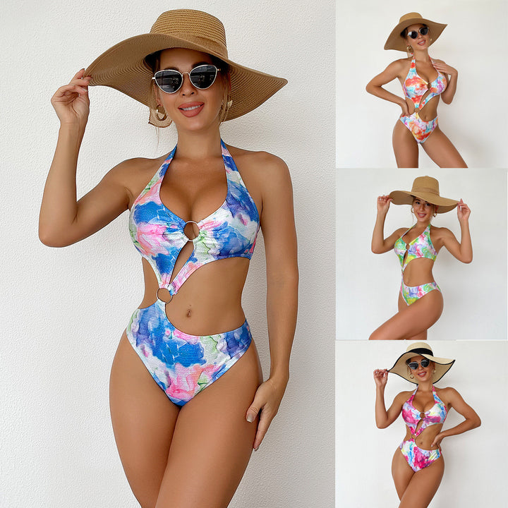 Women One-Piece Swimsuit with Chic Cut-Out and Colorful Design StylebySassy