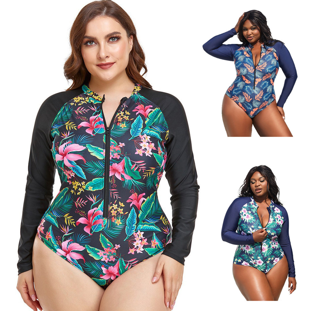 Women's Rashguard Swimsuit with Floral Pattern StylebySassy