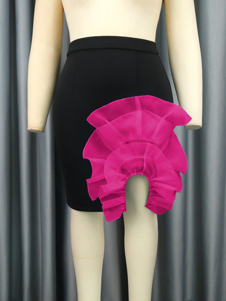 Women Elegant Skirt with Voluminous, Transparent Ruffle Hem StylebySassy