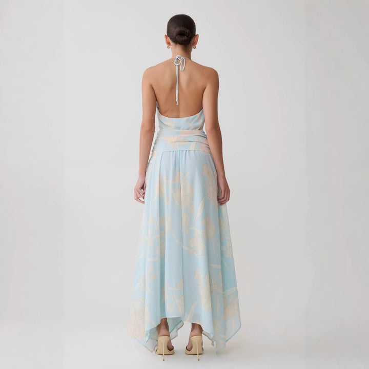 Women's Elegant Wrap Dress with Deep V-Neck and Floral Design StylebySassy