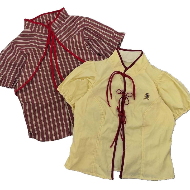 Women's Fashion Blouse with High Neck and Decorative Ruffles