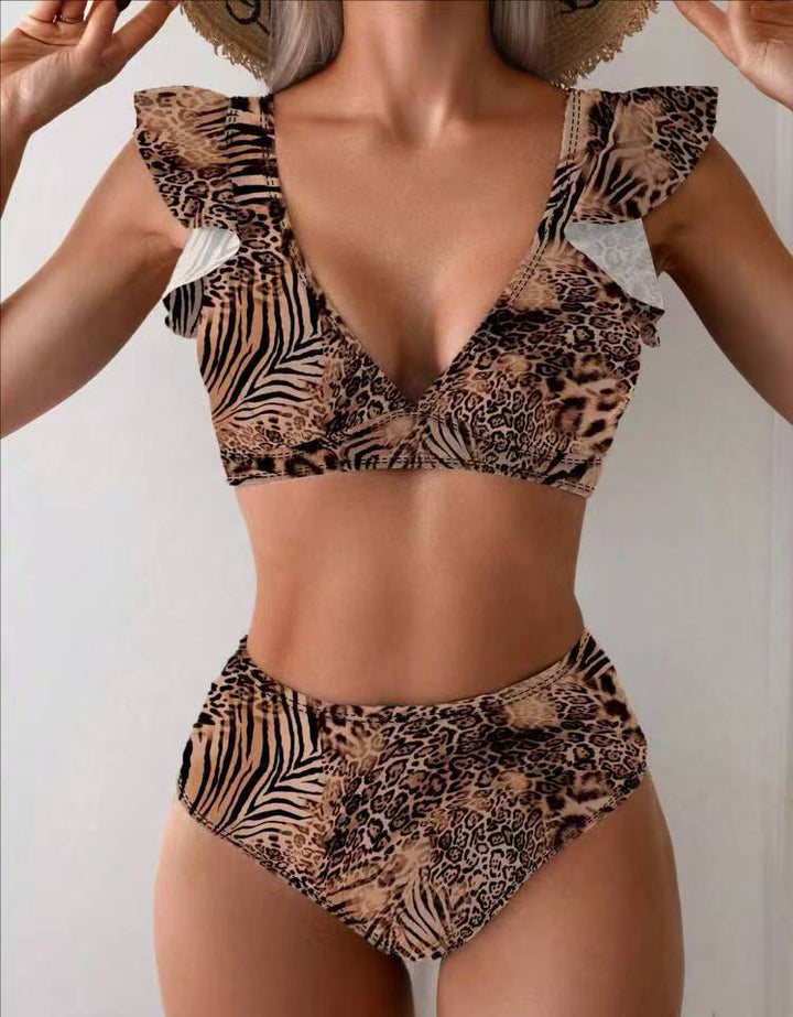 Women Bikini Set with playful ruffles and floral patterns StylebySassy