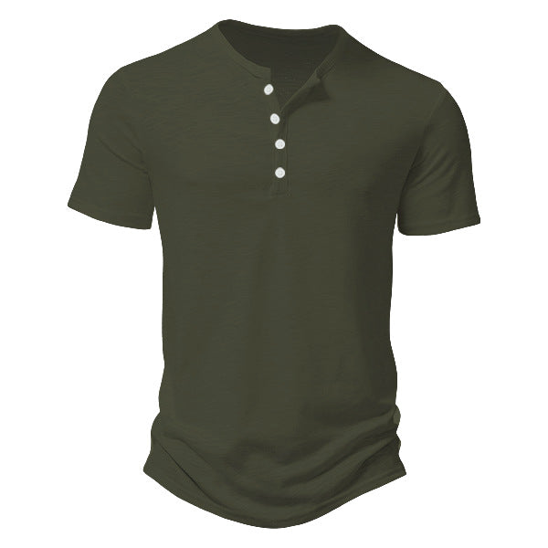 Men's short sleeve Henley style shirt made of slub cotton jersey with short button placket StylebySassy