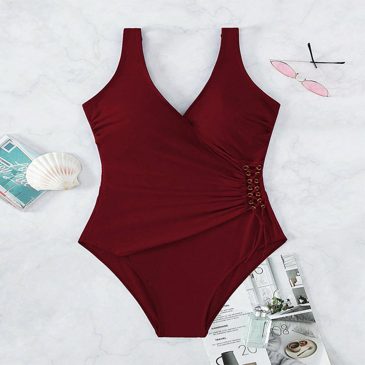 Ladies elegant one-piece swimsuit with wrap detail StylebySassy