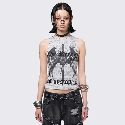 Women’s Crop Top with Urban Dystopia Print StylebySassy