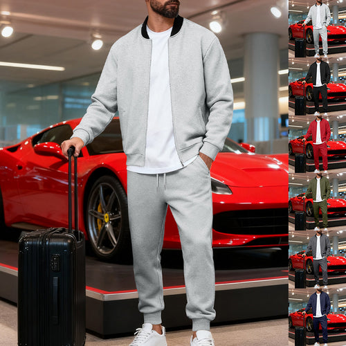 Men's sporty leisure suit made of soft cotton blend with zip jacket and elastic jogging pants StylebySassy