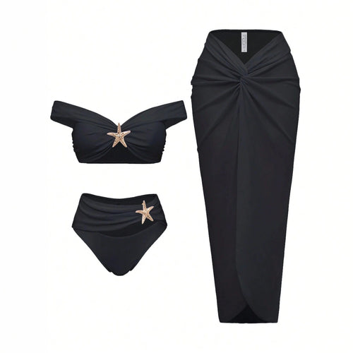 Ladies bikini set with wrap skirt and elegant jewelry details StylebySassy