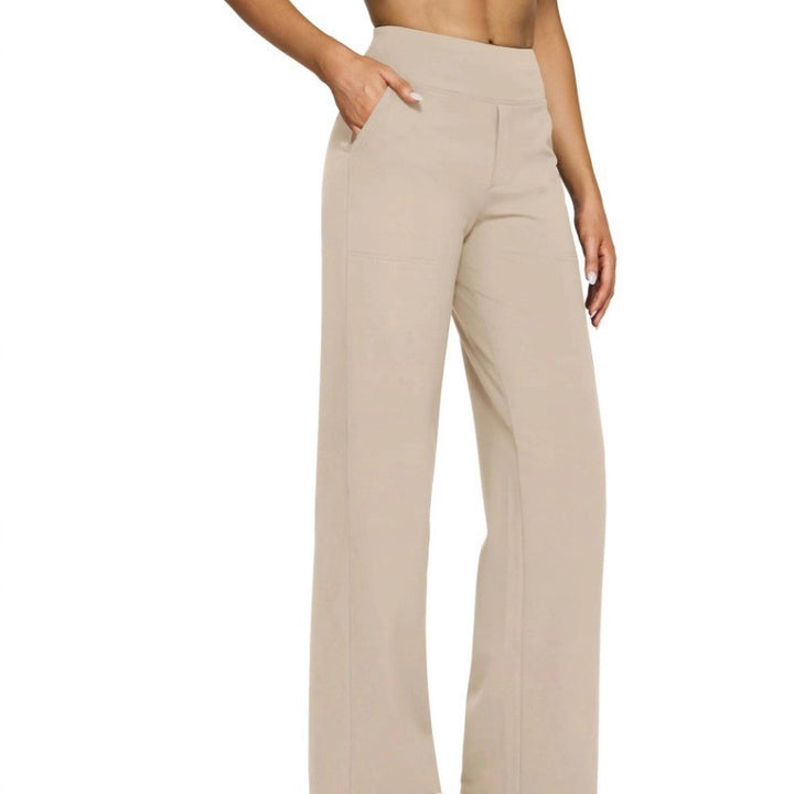 Women's flowing high-waist pants with extra wide leg, elastic comfort waistband and side pockets StylebySassy