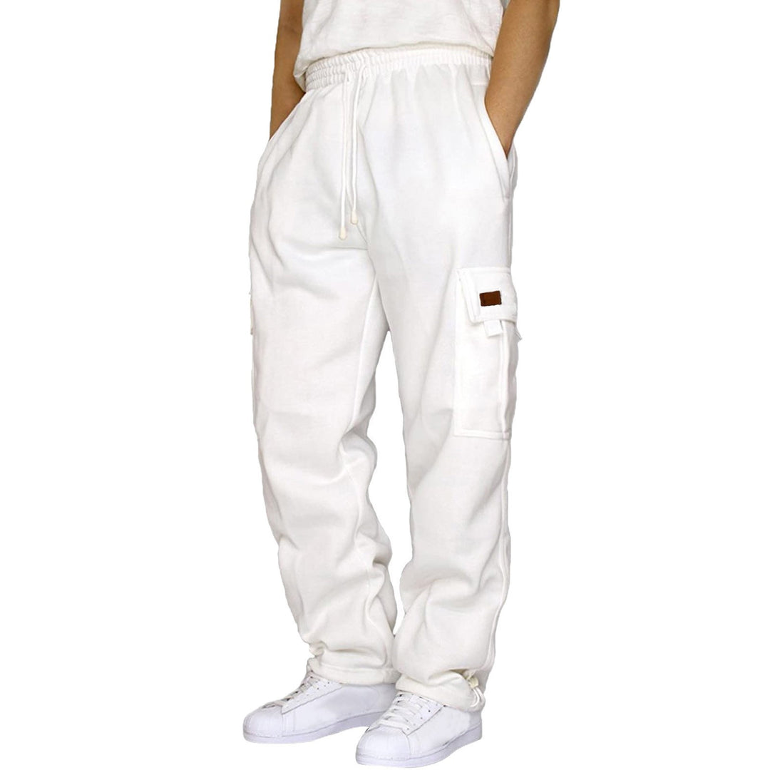Men's tapered sweat cargo pants with elastic waistband, drawstring, and flap pockets StylebySassy