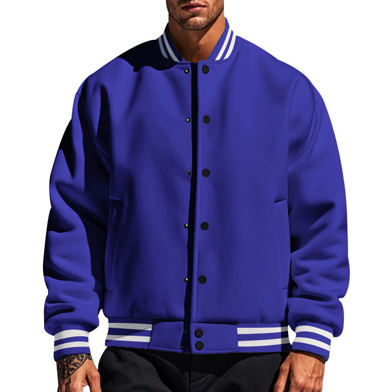 Men's nan college cardigan in retro look with ribbed collar, snap button closure and side pockets StylebySassy