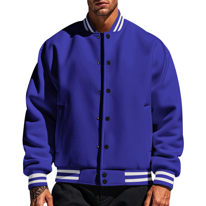 Men's nan college cardigan in retro look with ribbed collar, snap button closure and side pockets StylebySassy