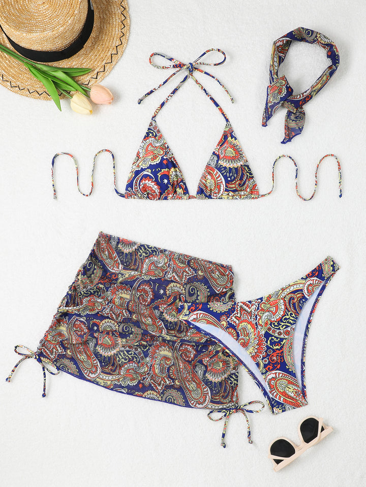 Women's Triangle Bikini Set with Wrap Skirt StylebySassy
