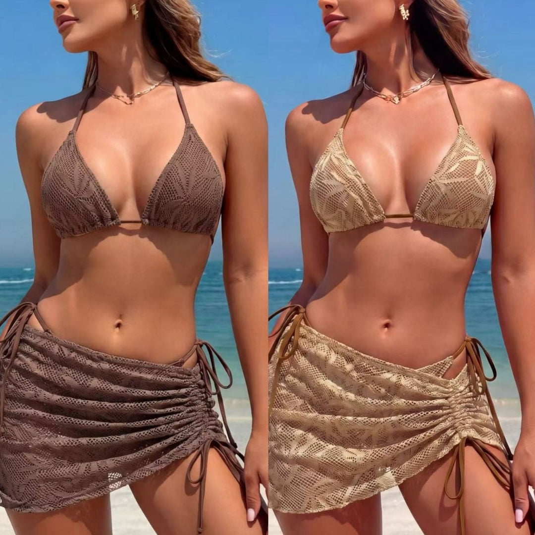Ladies triangle bikini with side gathering design StylebySassy