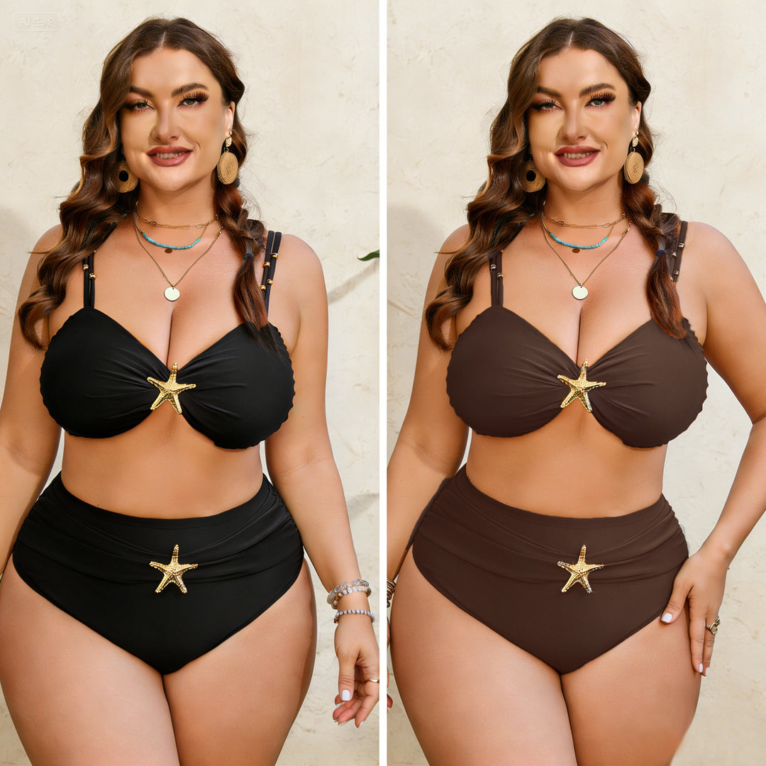 Women's High-Waist Bikini Set with Elegant Star Application StylebySassy