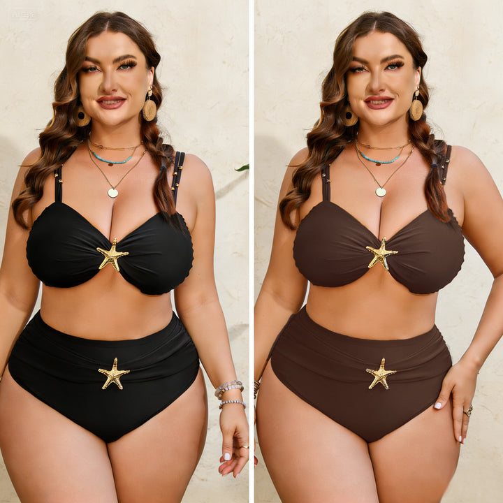 Women's High-Waist Bikini Set with Elegant Star Application StylebySassy