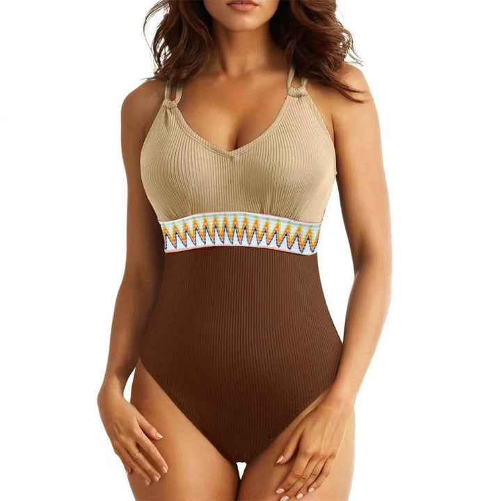Women's One-Piece Swimsuit with Stylish Back Cutout and Decorative Cuff StylebySassy