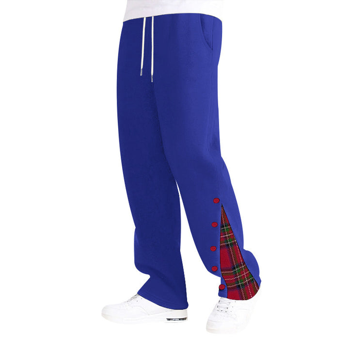 Unisex wide Relax joggers with side snap button placket and checkered insert StylebySassy