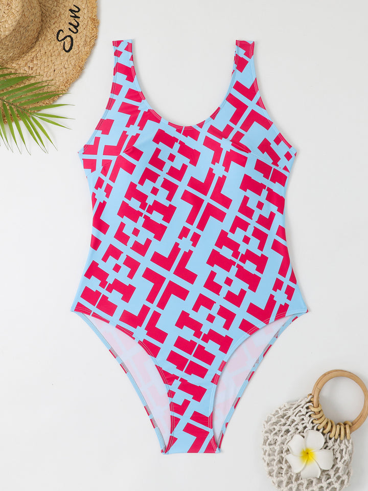 Women's One-Piece Swimsuit with Modern Geometric Design StylebySassy