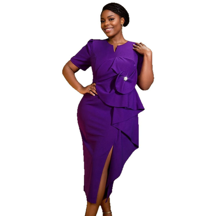 Ladies Elegant Maxi Dress with Exquisite Draping and Floral Accents StylebySassy