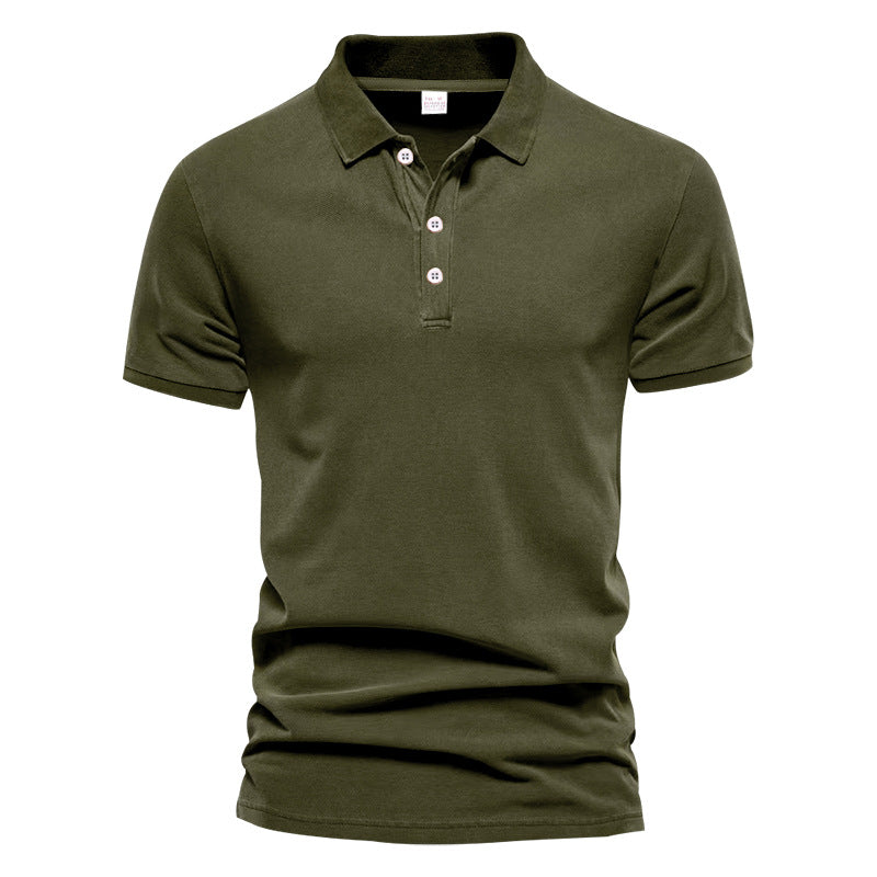 Men's breathable cotton polo shirt short sleeves with classic collar and ribbed cuffs StylebySassy