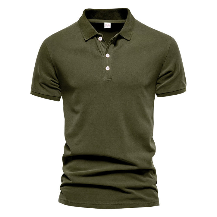 Men's breathable cotton polo shirt short sleeves with classic collar and ribbed cuffs StylebySassy
