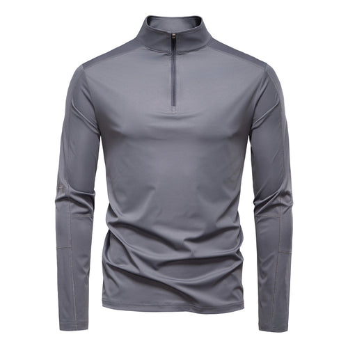 Men's functional long sleeve shirt with stand-up collar and half zipper StylebySassy